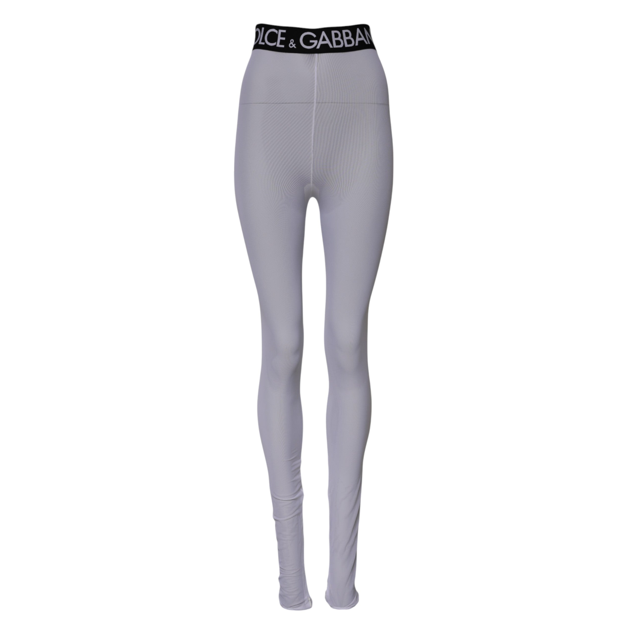 Dolce &amp; Gabbana Gray Nylon DG Logo Mid Waisted Leggings Pants
