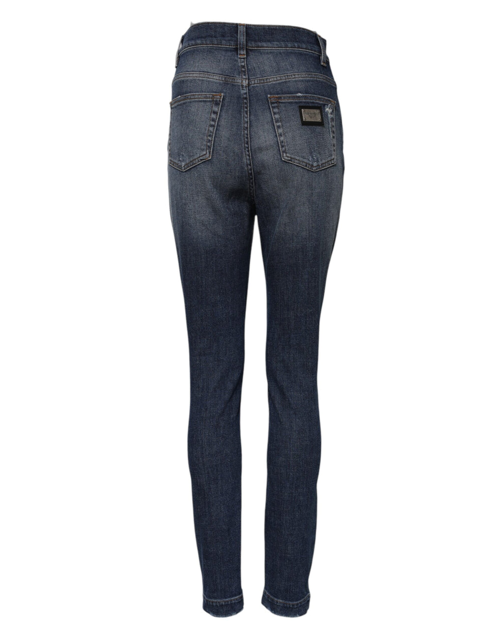 Dolce &amp; Gabbana Blue Washed Cotton High Waisted Denim Jeans