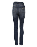 Dolce &amp; Gabbana Blue Washed Cotton High Waisted Denim Jeans