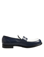 Dolce &amp; Gabbana Black White Leather Slip On Loafers Men Dress Shoes