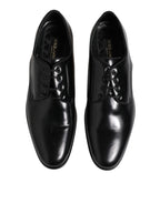 Dolce &amp; Gabbana Black Leather Lace Up Derby Men Dress Shoes