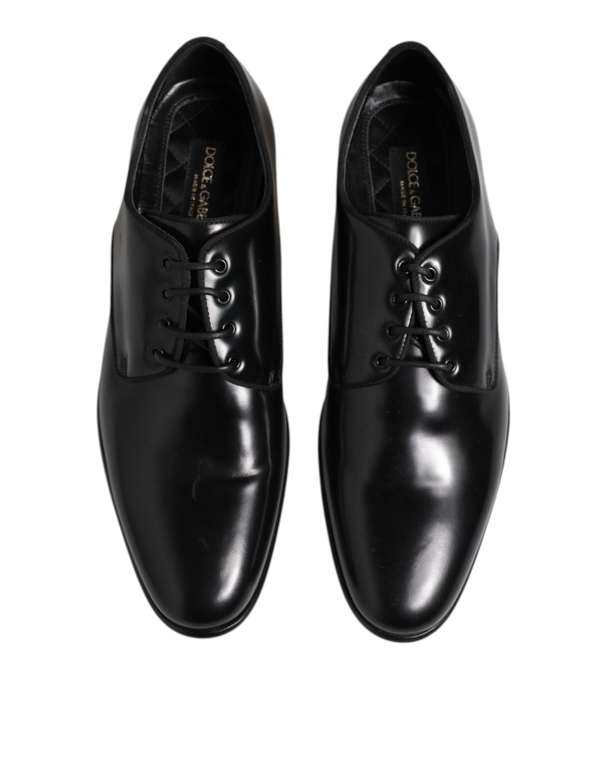 Dolce &amp; Gabbana Black Leather Lace Up Derby Men Dress Shoes