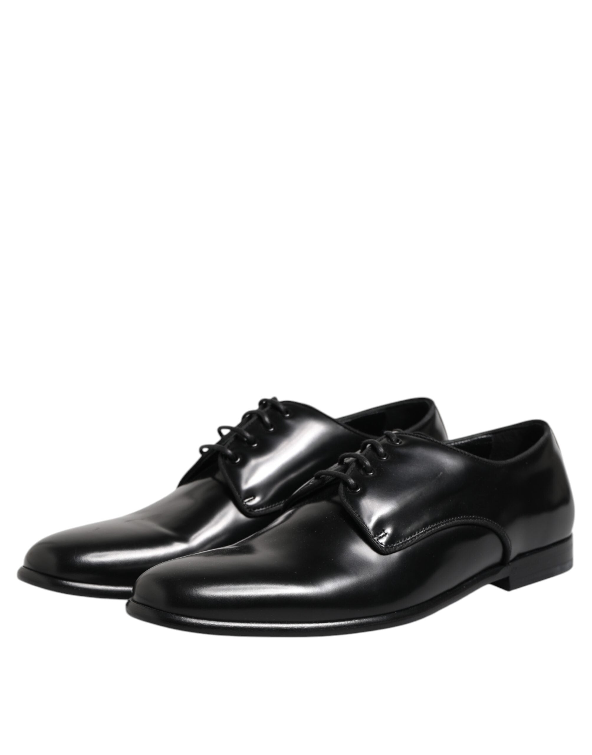 Dolce &amp; Gabbana Black Leather Lace Up Derby Men Dress Shoes