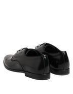 Dolce &amp; Gabbana Black Leather Lace Up Derby Men Dress Shoes