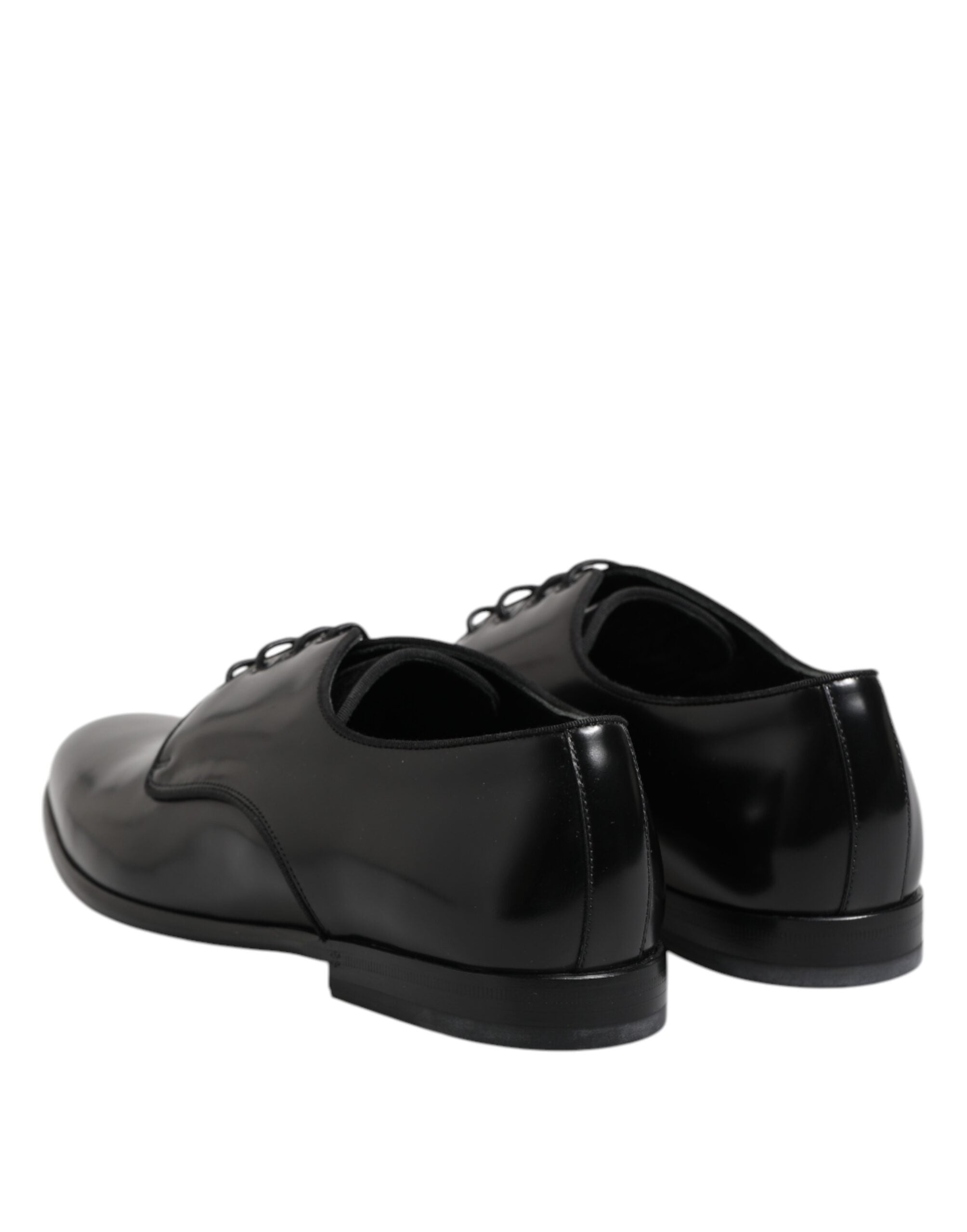 Dolce &amp; Gabbana Black Leather Lace Up Derby Men Dress Shoes