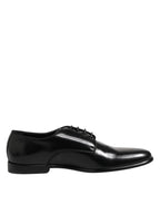 Dolce &amp; Gabbana Black Leather Lace Up Derby Men Dress Shoes