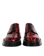 Dolce &amp; Gabbana Red Leopard Derby Formal Men Dress Shoes