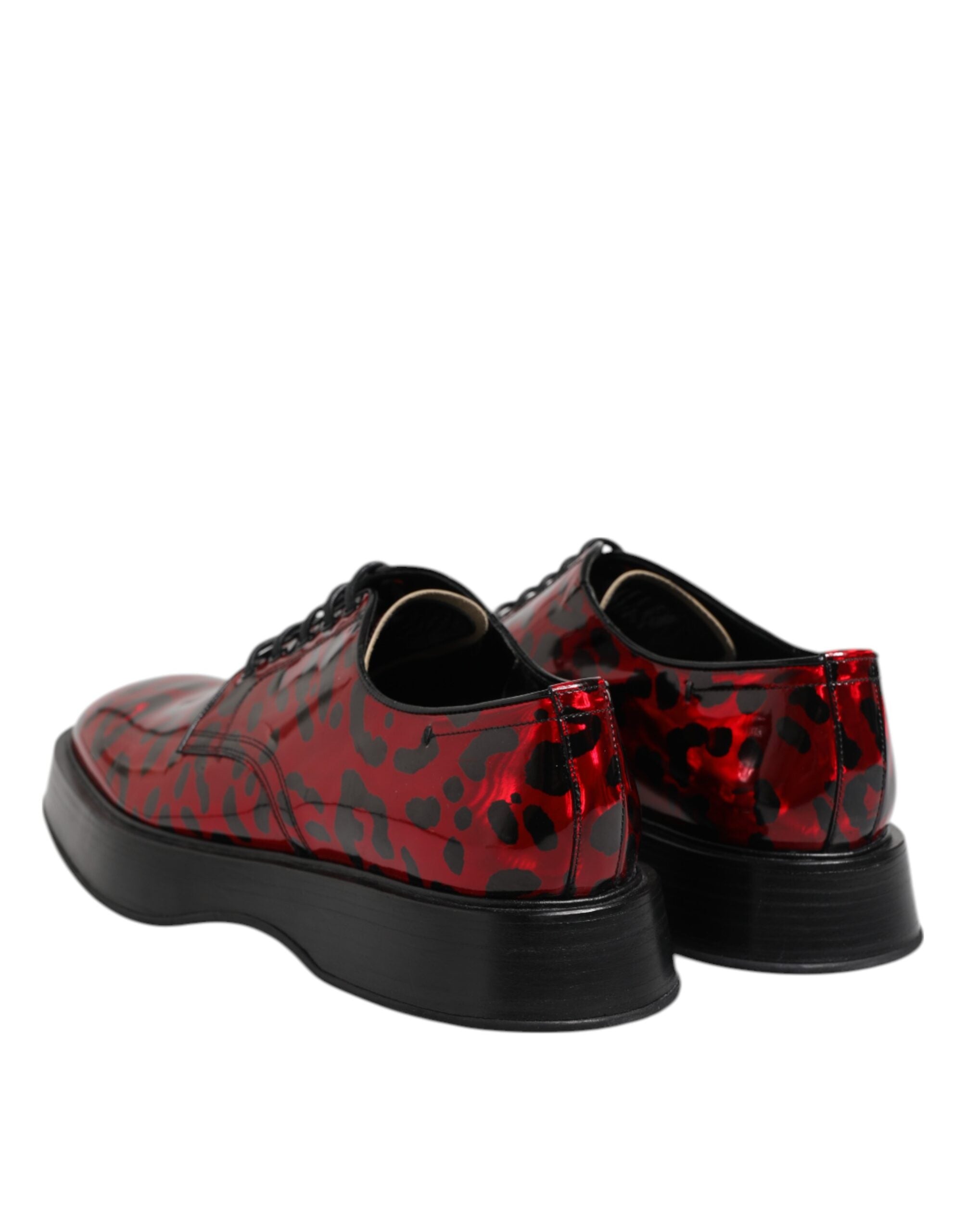 Dolce &amp; Gabbana Red Leopard Derby Formal Men Dress Shoes