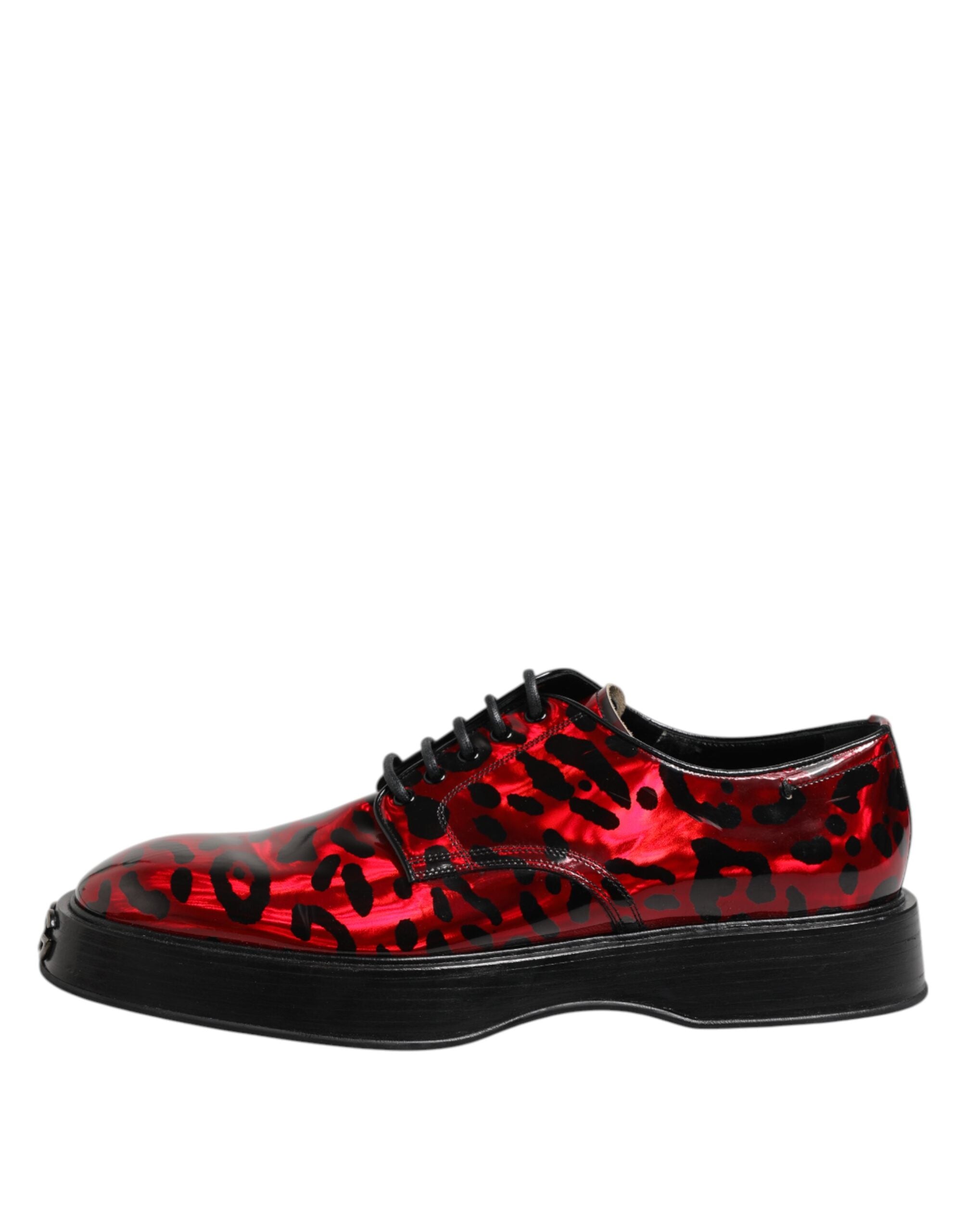 Dolce &amp; Gabbana Red Leopard Derby Formal Men Dress Shoes