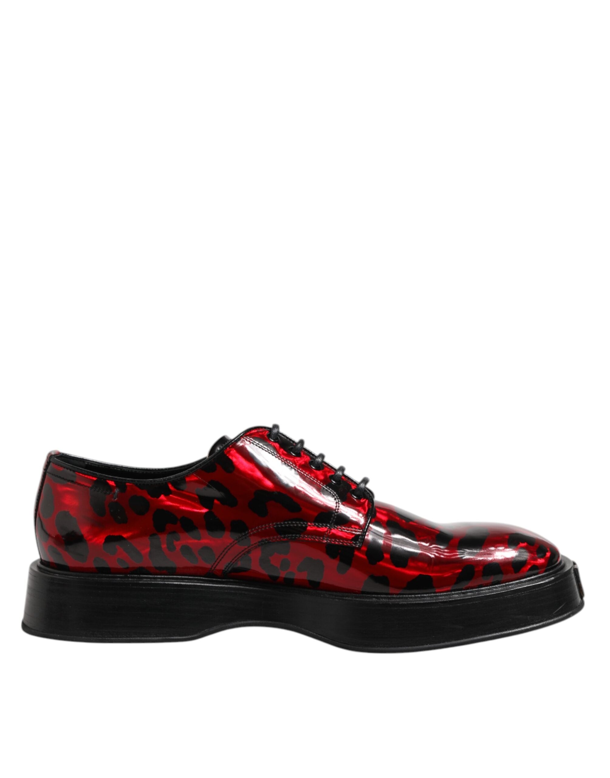 Dolce &amp; Gabbana Red Leopard Derby Formal Men Dress Shoes