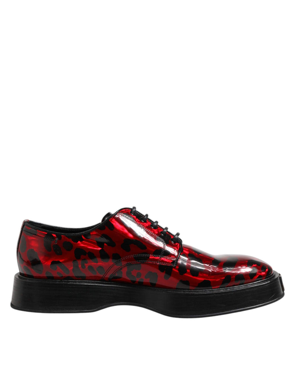 Dolce &amp; Gabbana Red Leopard Derby Formal Men Dress Shoes