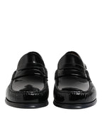 Dolce &amp; Gabbana Black Leather Slip On Loafers Dress Shoes