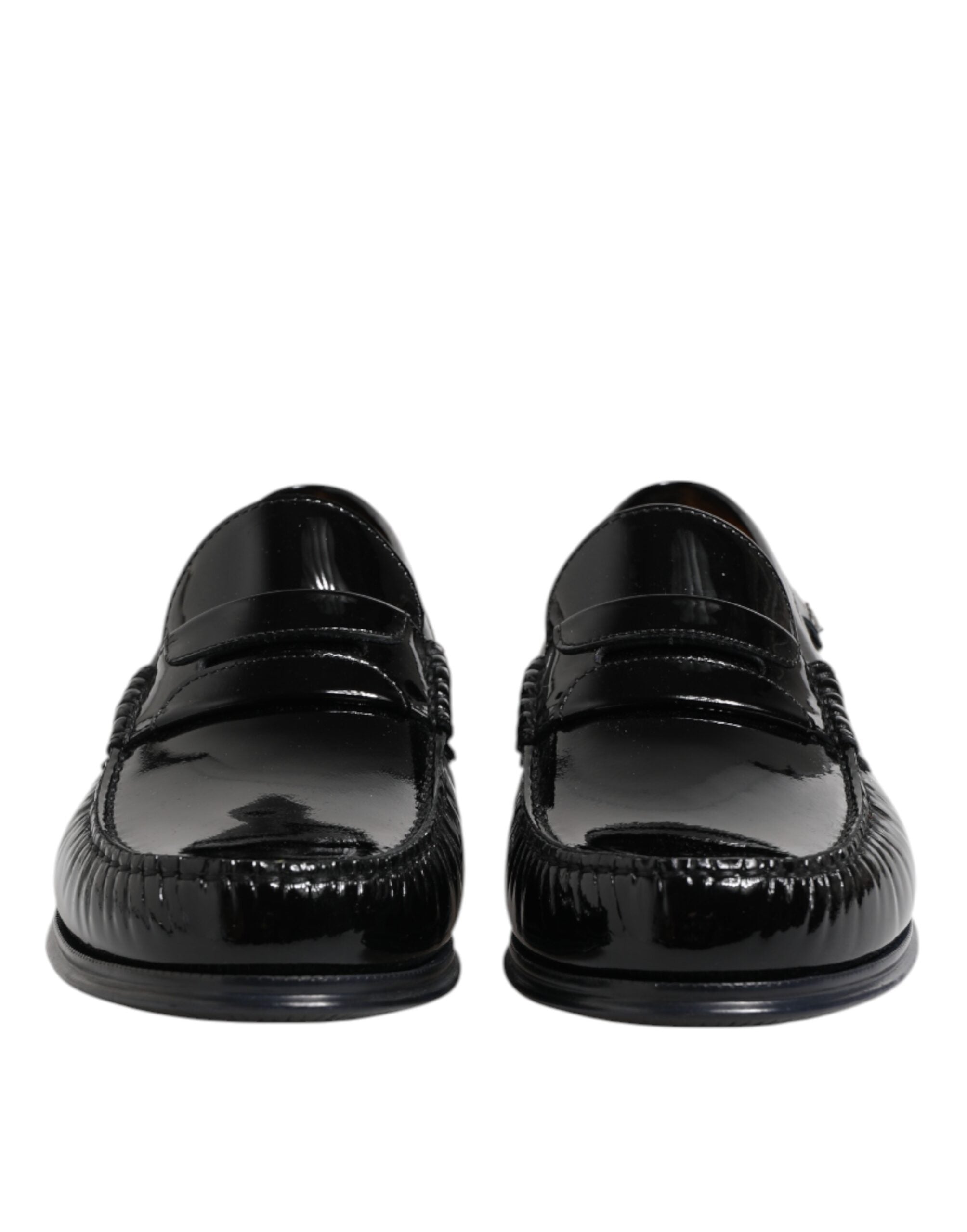 Dolce &amp; Gabbana Black Leather Slip On Loafers Dress Shoes