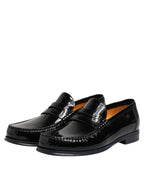 Dolce &amp; Gabbana Black Leather Slip On Loafers Dress Shoes