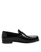 Dolce &amp; Gabbana Black Leather Slip On Loafers Dress Shoes