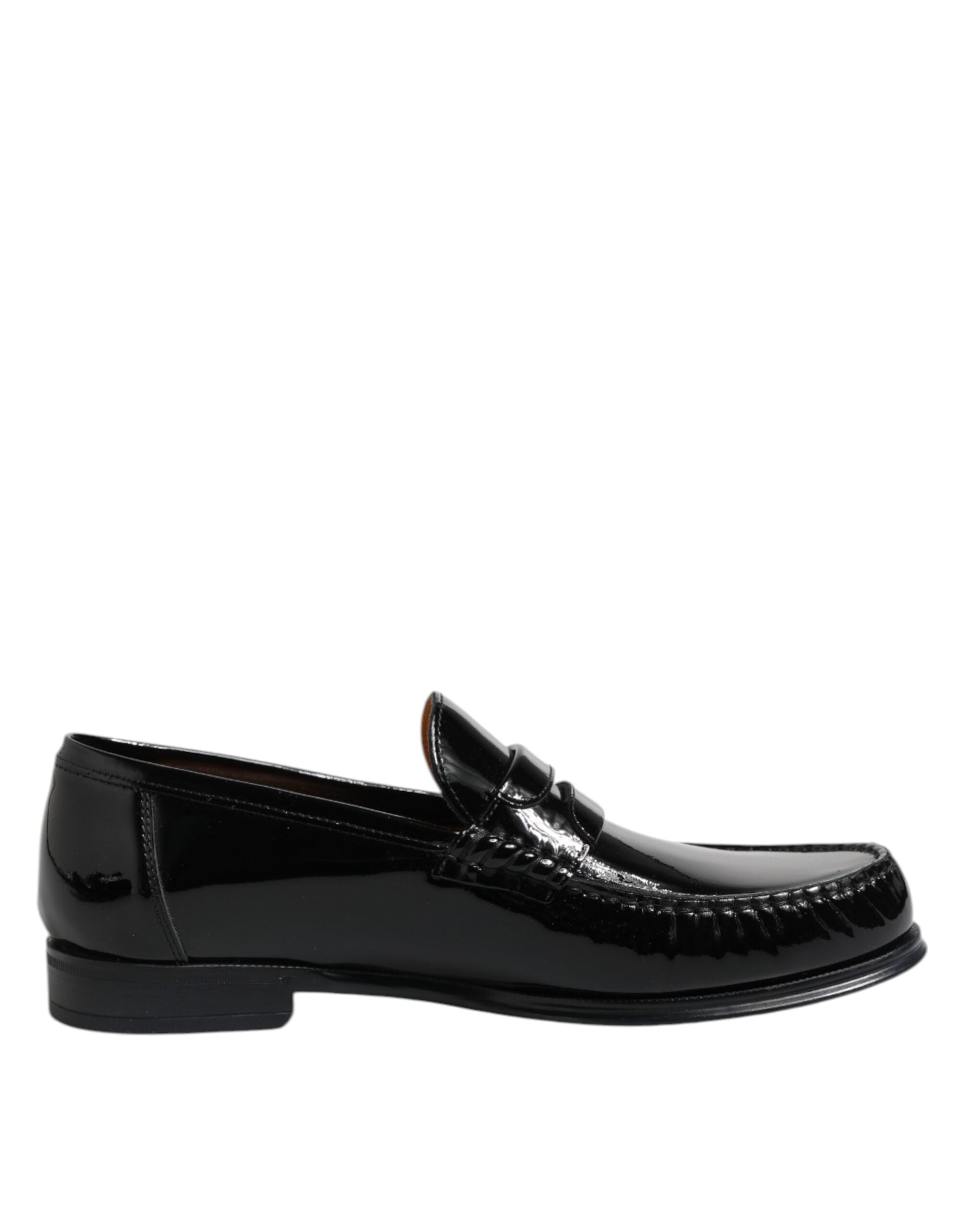 Dolce &amp; Gabbana Black Leather Slip On Loafers Dress Shoes