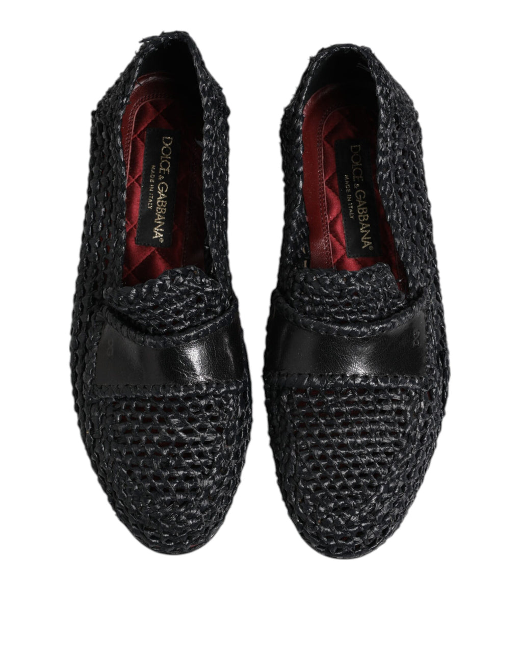Dolce &amp; Gabbana Black Woven Leather Slip On Loafers Men Shoes