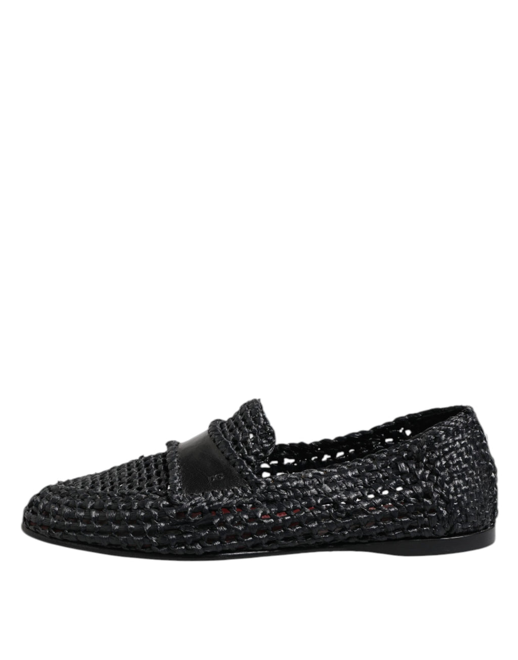 Dolce &amp; Gabbana Black Woven Leather Slip On Loafers Men Shoes