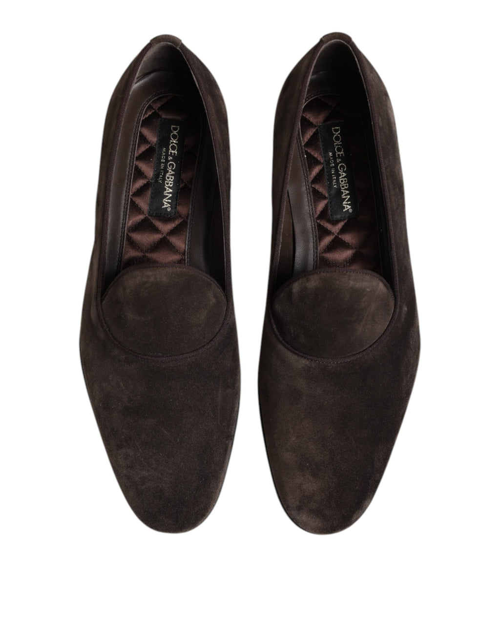Dolce &amp; Gabbana Brown Velvet Leather Slip On Loafers Shoes