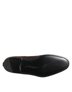 Dolce &amp; Gabbana Brown Velvet Leather Slip On Loafers Shoes
