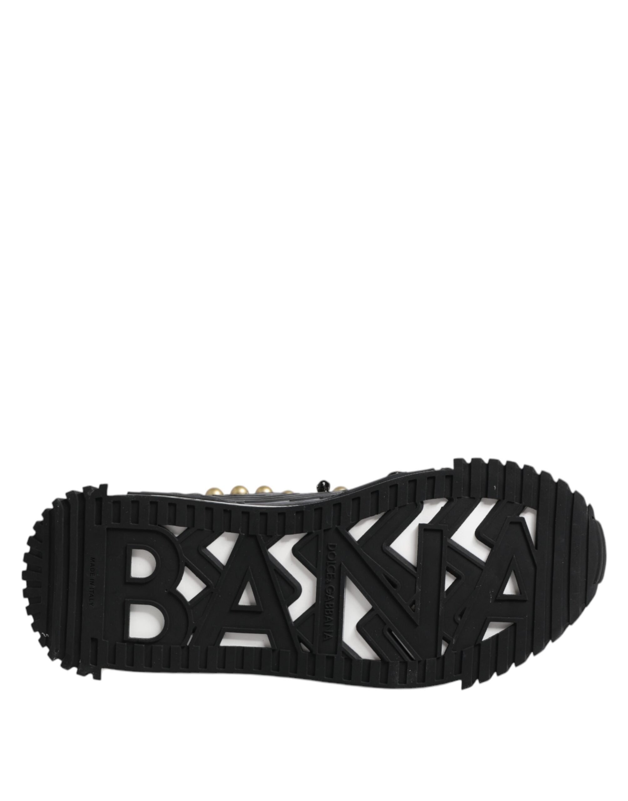 Dolce &amp; Gabbana Black Leather Studded Ankle Strap Sandals Shoes