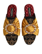 Dolce &amp; Gabbana Multicolor Embellished Flat Sandals Shoes
