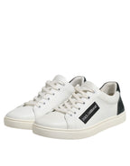 Dolce &amp; Gabbana White Black Leather Lace Up Men Sneakers Shoes
