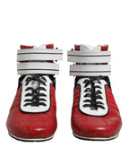 Dolce &amp; Gabbana Red Quilted Leather Lace Up Sneakers Shoes