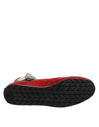 Dolce &amp; Gabbana Red Quilted Leather Lace Up Sneakers Shoes