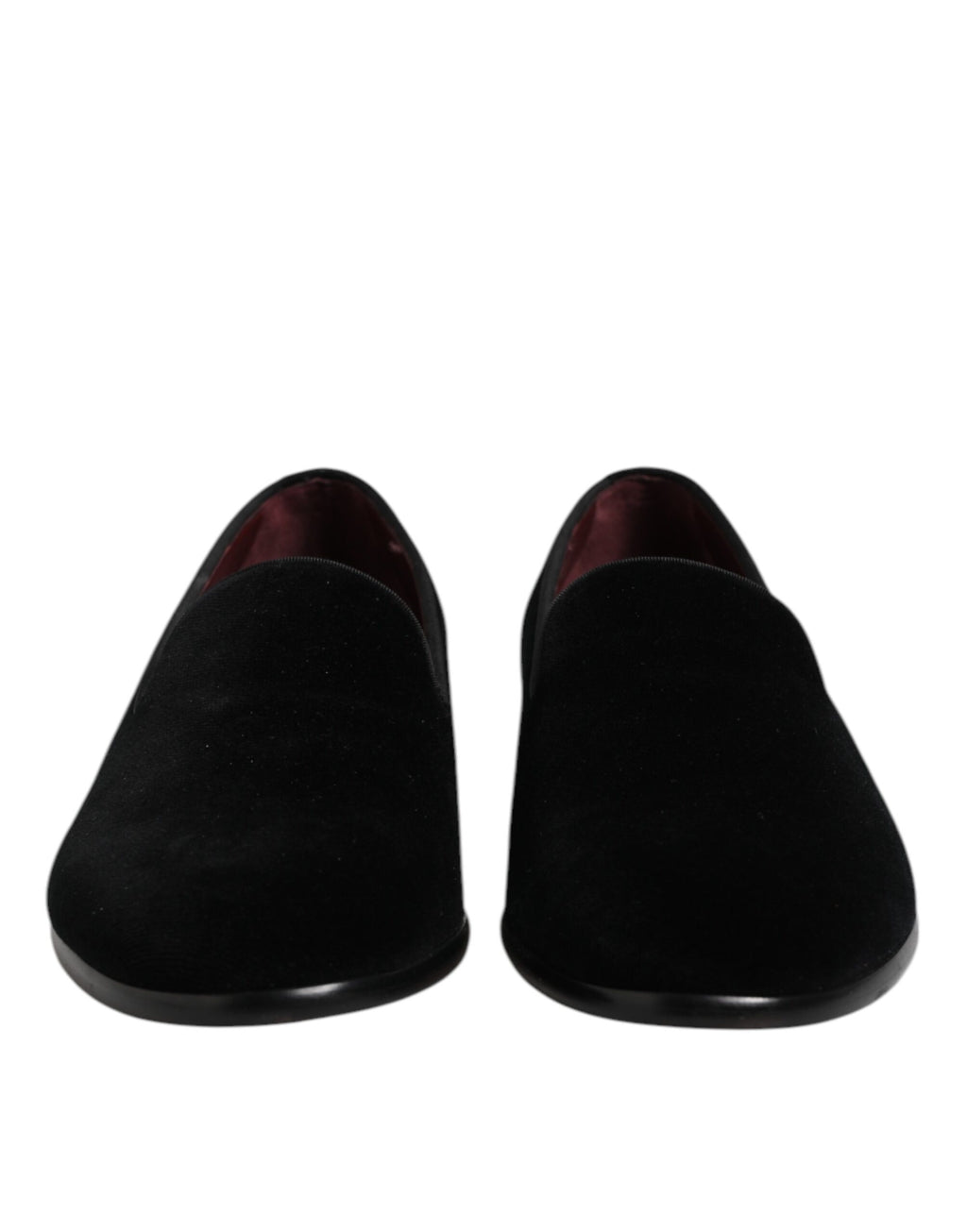 Dolce &amp; Gabbana Black Velvet Slip On Loafers Formal Shoes