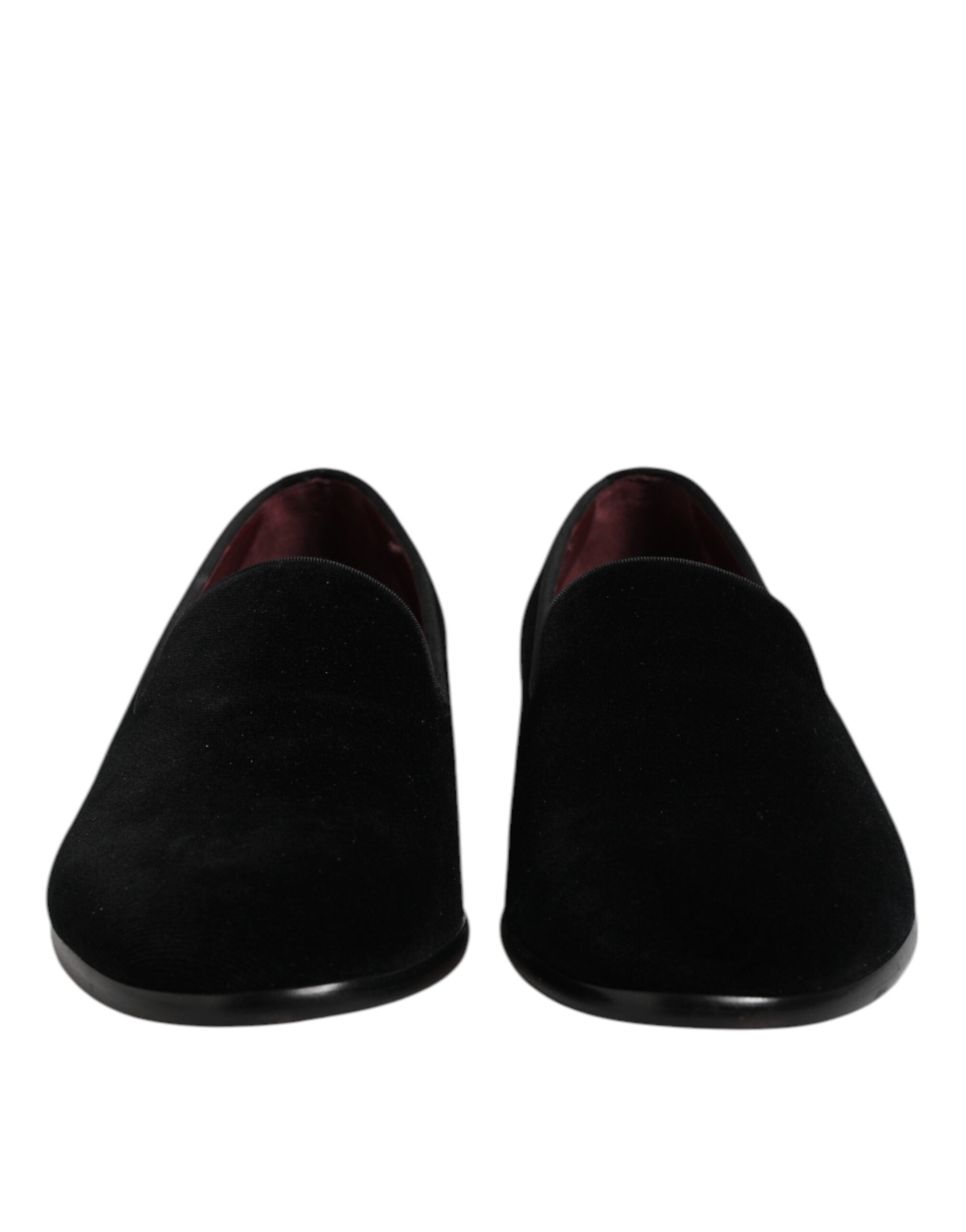 Dolce &amp; Gabbana Black Velvet Slip On Loafers Formal Shoes