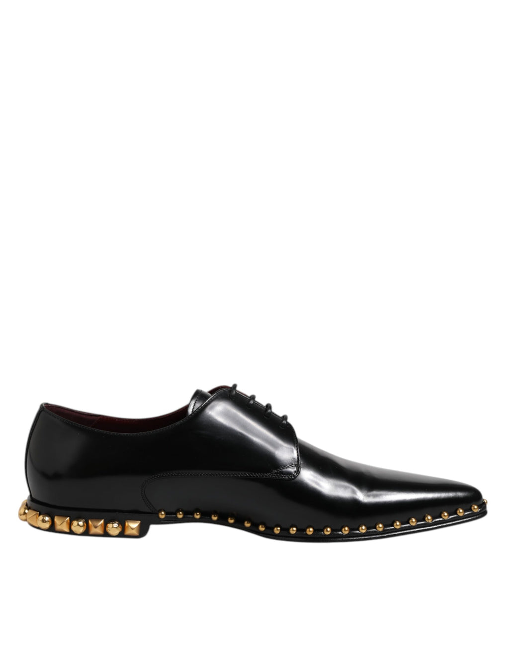 Dolce &amp; Gabbana Black Leather Studded Derby Men Dress Shoes