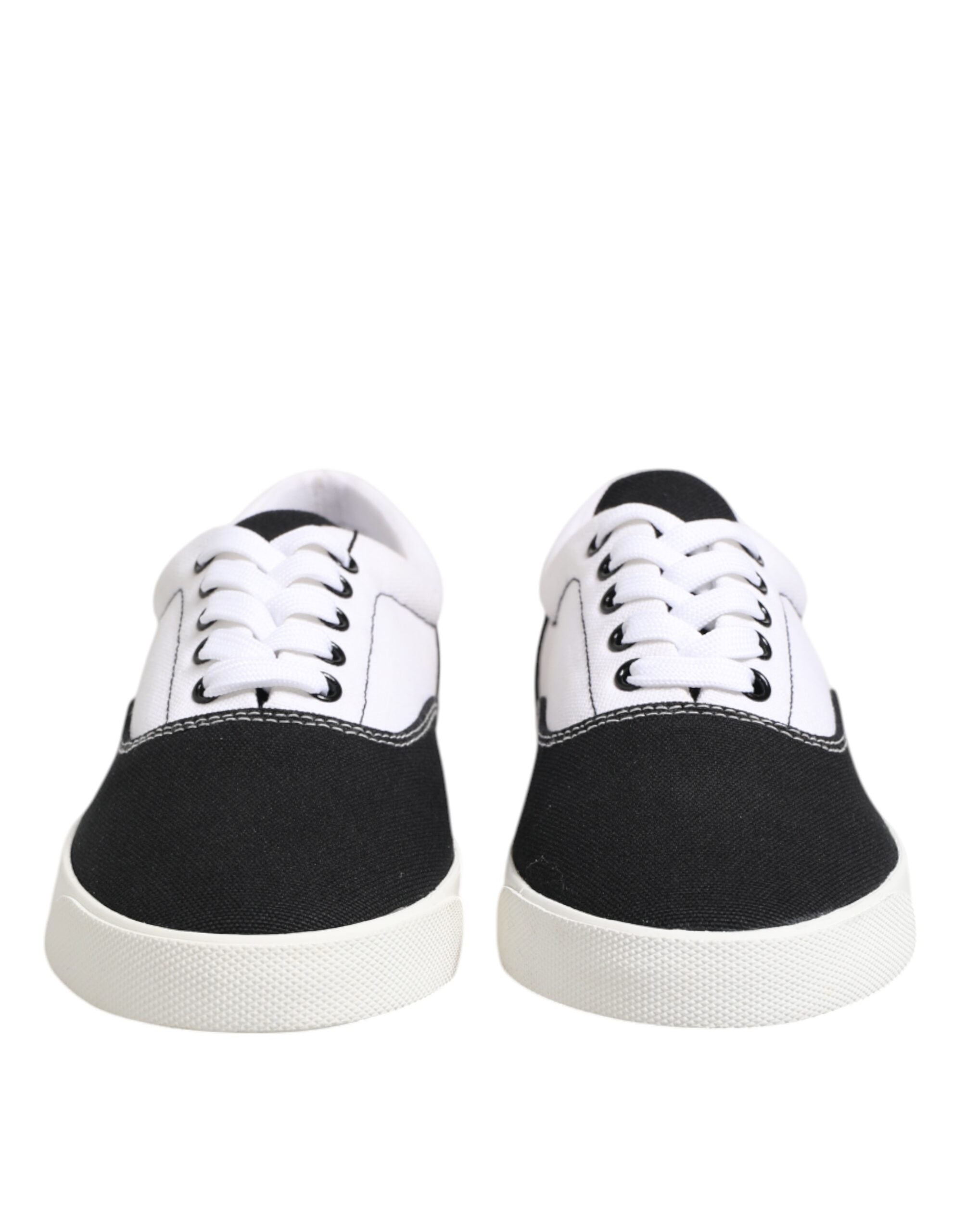 Dolce &amp; Gabbana Black Cotton Canvas Lace Up Men Sneakers Shoes