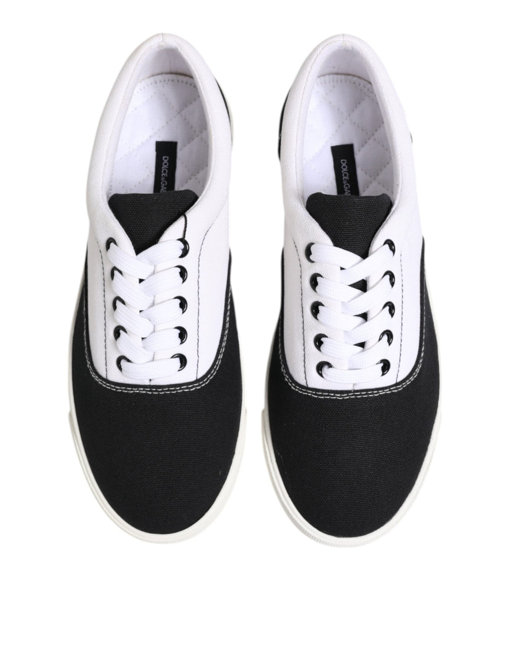 Dolce &amp; Gabbana Black Cotton Canvas Lace Up Men Sneakers Shoes