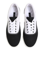Dolce &amp; Gabbana Black Cotton Canvas Lace Up Men Sneakers Shoes