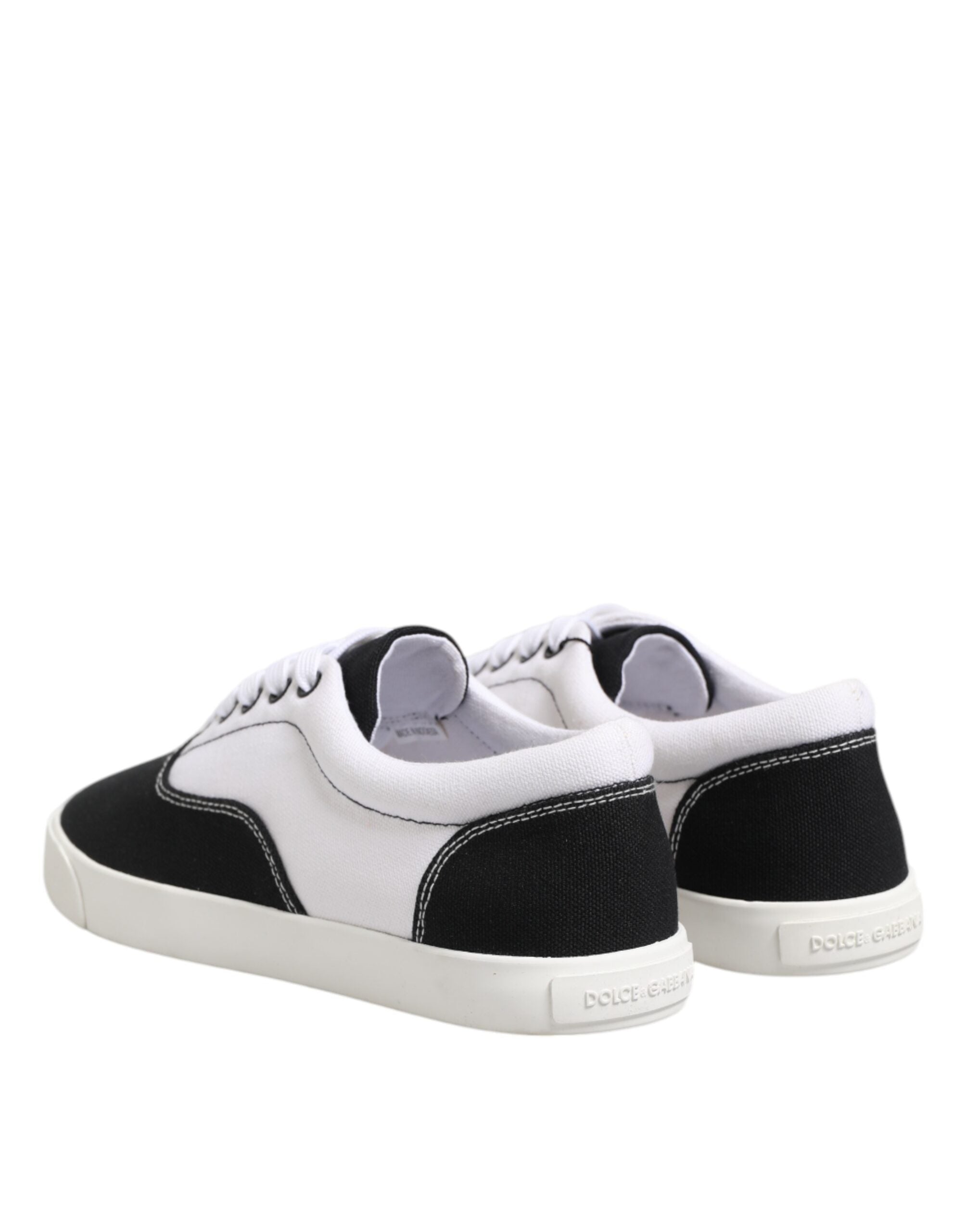Dolce &amp; Gabbana Black Cotton Canvas Lace Up Men Sneakers Shoes