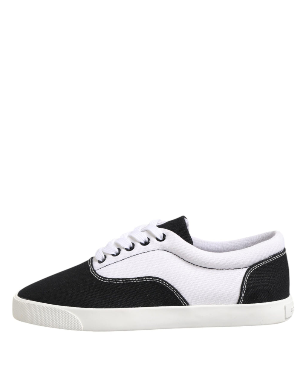 Dolce &amp; Gabbana Black Cotton Canvas Lace Up Men Sneakers Shoes