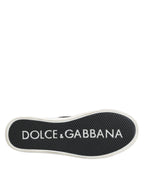Dolce &amp; Gabbana Black Cotton Canvas Lace Up Men Sneakers Shoes