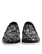 Dolce &amp; Gabbana Black Slip On Printed Men Loafers Shoes