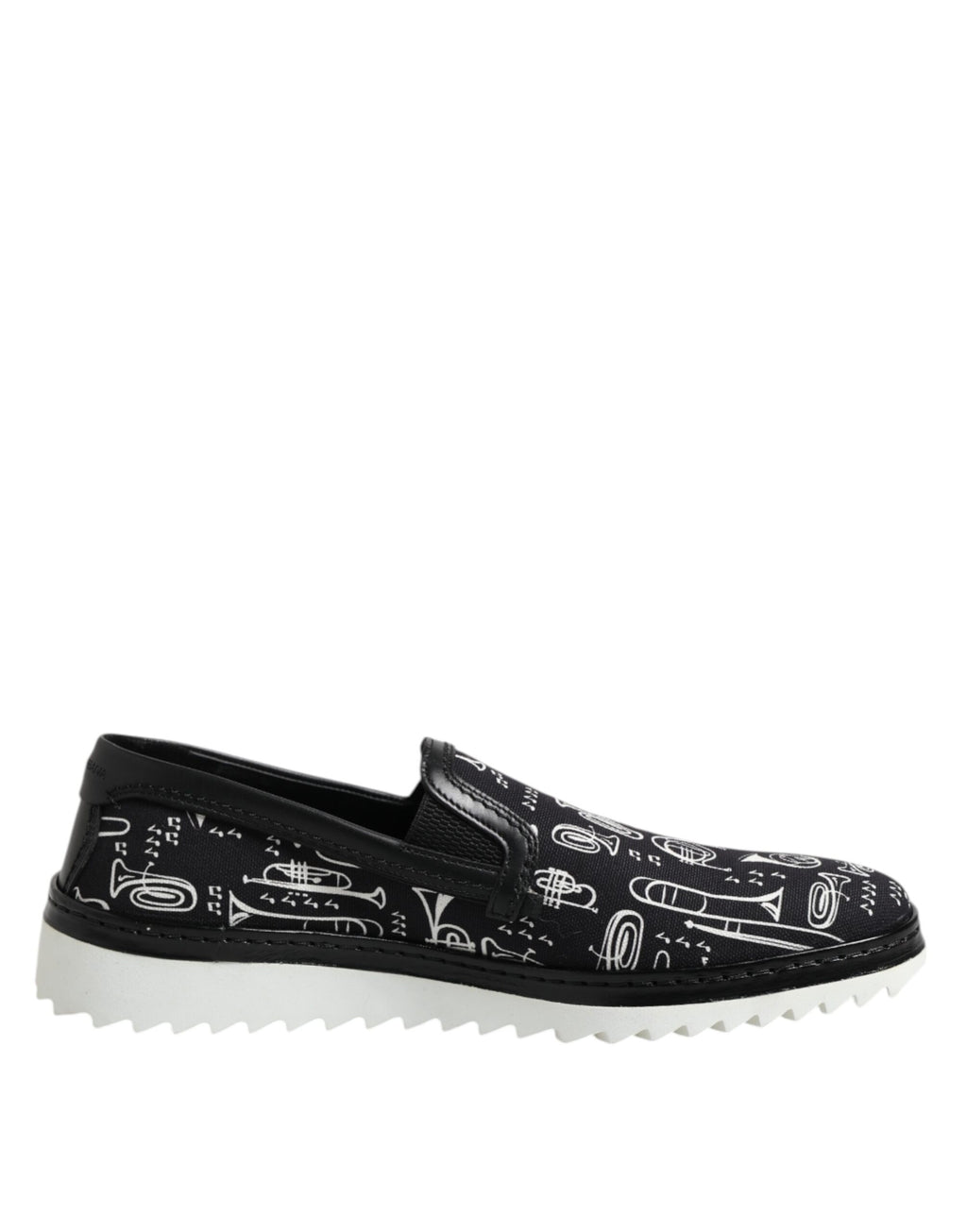 Dolce &amp; Gabbana Black Slip On Printed Men Loafers Shoes