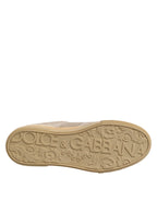 Dolce &amp; Gabbana Beige Leather Low Top Lace Up Sneakers Shoes
