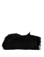 Dolce &amp; Gabbana Black Faux Fur Mid Calf Boots Shoes