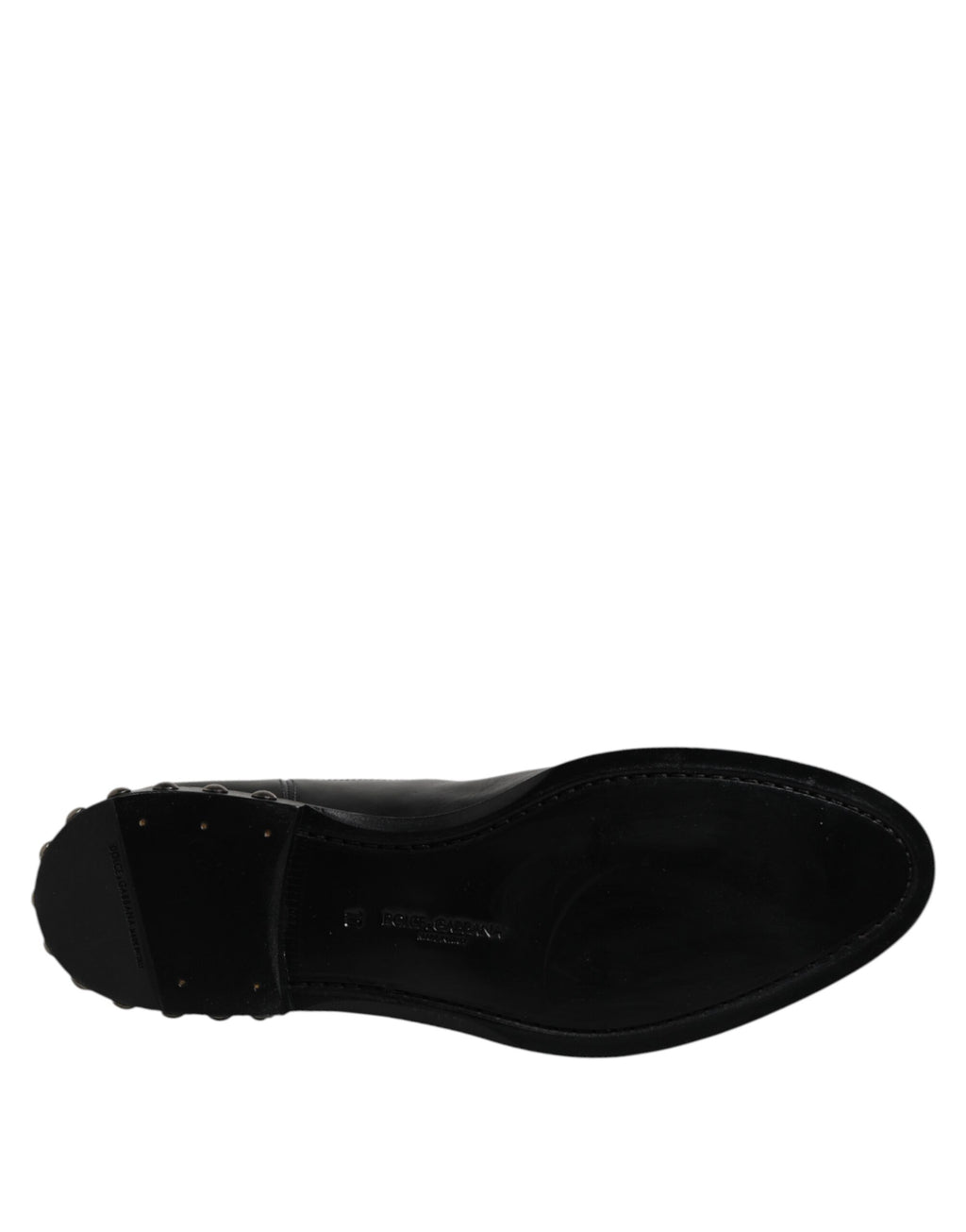 Dolce &amp; Gabbana Black Leather Logo Ankle Boots Studded Shoes