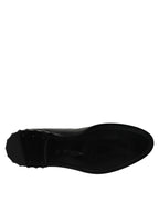 Dolce &amp; Gabbana Black Leather Logo Ankle Boots Studded Shoes