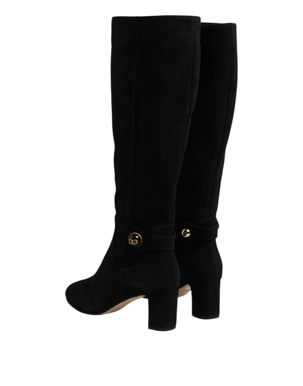 Dolce &amp; Gabbana Black Suede Leather Knee High Boots Shoes
