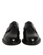 Dolce &amp; Gabbana Black Leather Derby Wingtip Formal Shoes