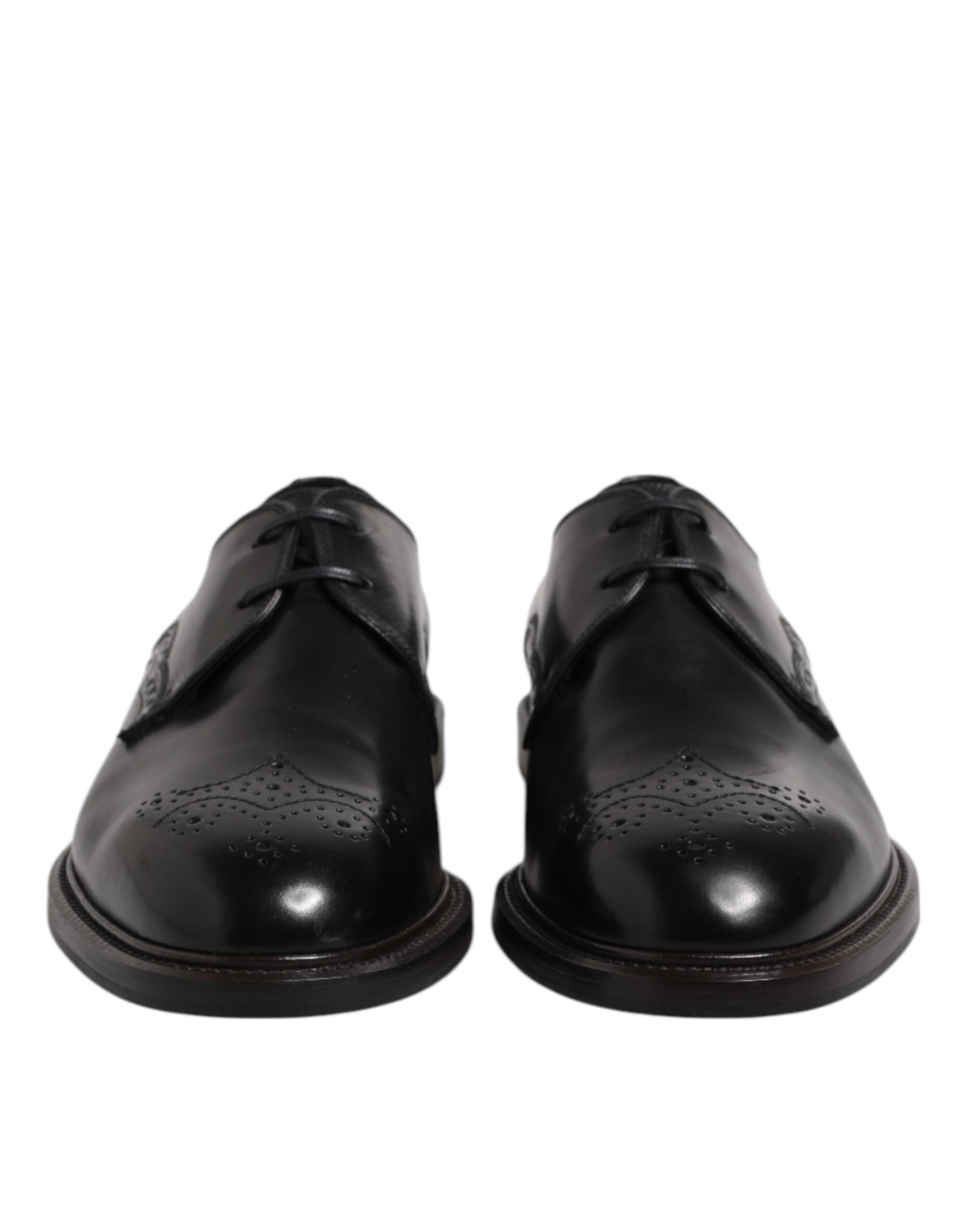 Dolce &amp; Gabbana Black Leather Derby Wingtip Formal Shoes