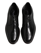 Dolce &amp; Gabbana Black Leather Derby Wingtip Formal Shoes