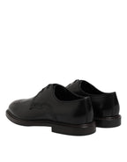 Dolce &amp; Gabbana Black Leather Derby Wingtip Formal Shoes
