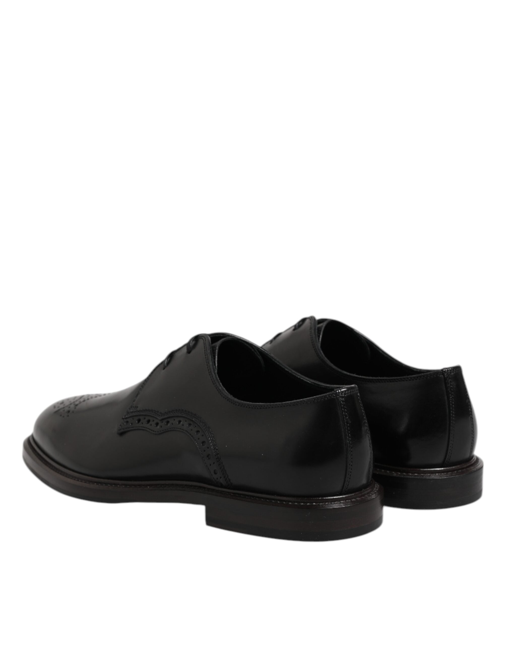 Dolce &amp; Gabbana Black Leather Derby Wingtip Formal Shoes